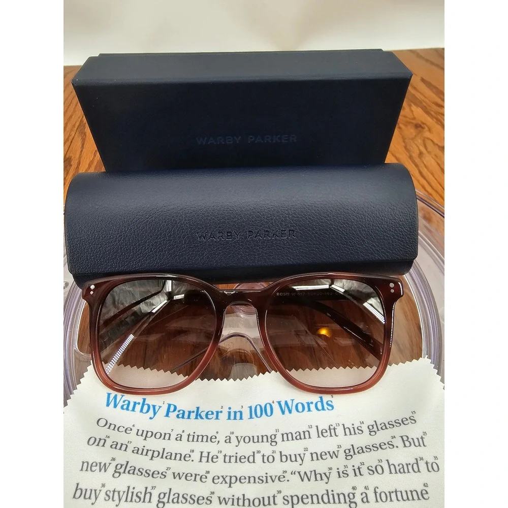 Warby Parker Rosie W 417 Eyeglasses 52-20 Brown Crystal Acetate Frames w/ Case